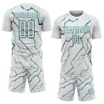 Sublimation Sports Uniform Jersey White Custom Soccer Lightning Teal Sublimation Sports Uniform Jersey White Custom Soccer Lightning Teal