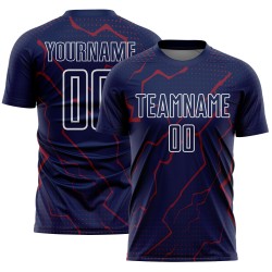 Sports Crimson-White Lightning Navy Uniform Sublimation Soccer Custom Jersey