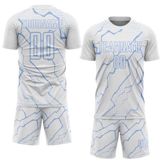 Jersey Soccer Lightning Uniform Custom White Sports Light Blue Sublimation Jersey Soccer Lightning Uniform Custom White Sports Light Blue Sublimation