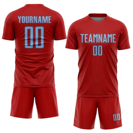 Geometric Light Shape Soccer Sublimation Custom Uniform Sports Red Blue-Steel Gray Jersey Geometric Light Shape Soccer Sublimation Custom Uniform Sports Red Blue-Steel Gray Jersey