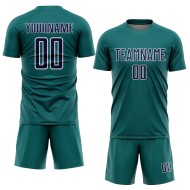 Custom Geometric Teal Jersey Navy-White Soccer Sports Shape Sublimation Uniform Custom Geometric Teal Jersey Navy-White Soccer Sports Shape Sublimation Uniform