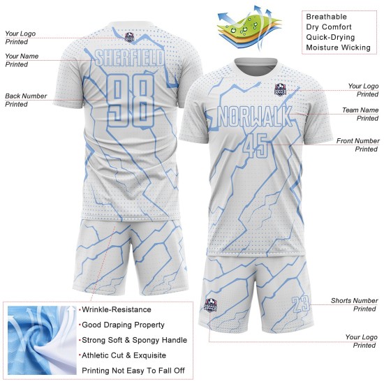 Jersey Soccer Lightning Uniform Custom White Sports Light Blue Sublimation Jersey Soccer Lightning Uniform Custom White Sports Light Blue Sublimation