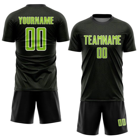 Sports Geometric Jersey Neon Shape Green-White Custom Soccer Uniform Sublimation Black