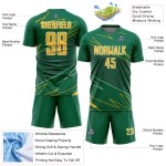 Soccer Sports Green Lines Custom Uniform Kelly Gold-White Sublimation Jersey