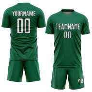 Jersey Shape Sublimation Uniform Green Geometric Soccer Kelly White-Black Custom Sports Jersey Shape Sublimation Uniform Green Geometric Soccer Kelly White-Black Custom Sports