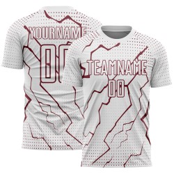 Sublimation Uniform Custom Sports Lightning White Soccer Jersey Burgundy