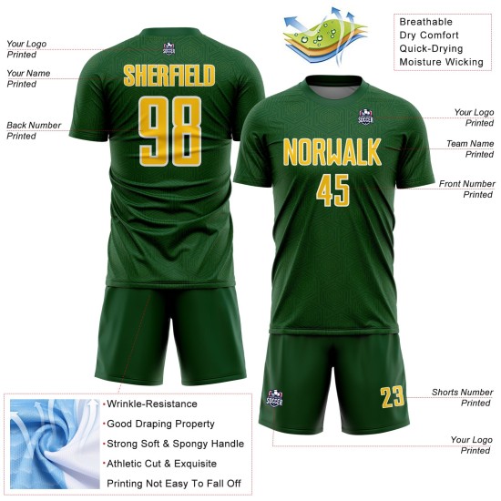 Jersey Sublimation Shape Uniform Custom Green Geometric Soccer Yellow-White Sports Jersey Sublimation Shape Uniform Custom Green Geometric Soccer Yellow-White Sports